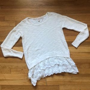 ☀️Lightweight white sweater w/ lace detail☀️